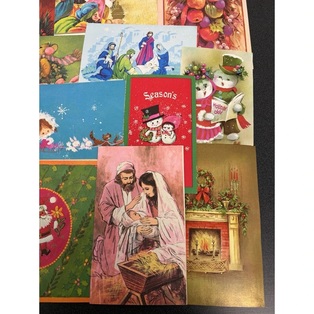 Vintage MCM Christmas Cards Fronts ONLY Mid Century Scrapbooking Crafts 50+